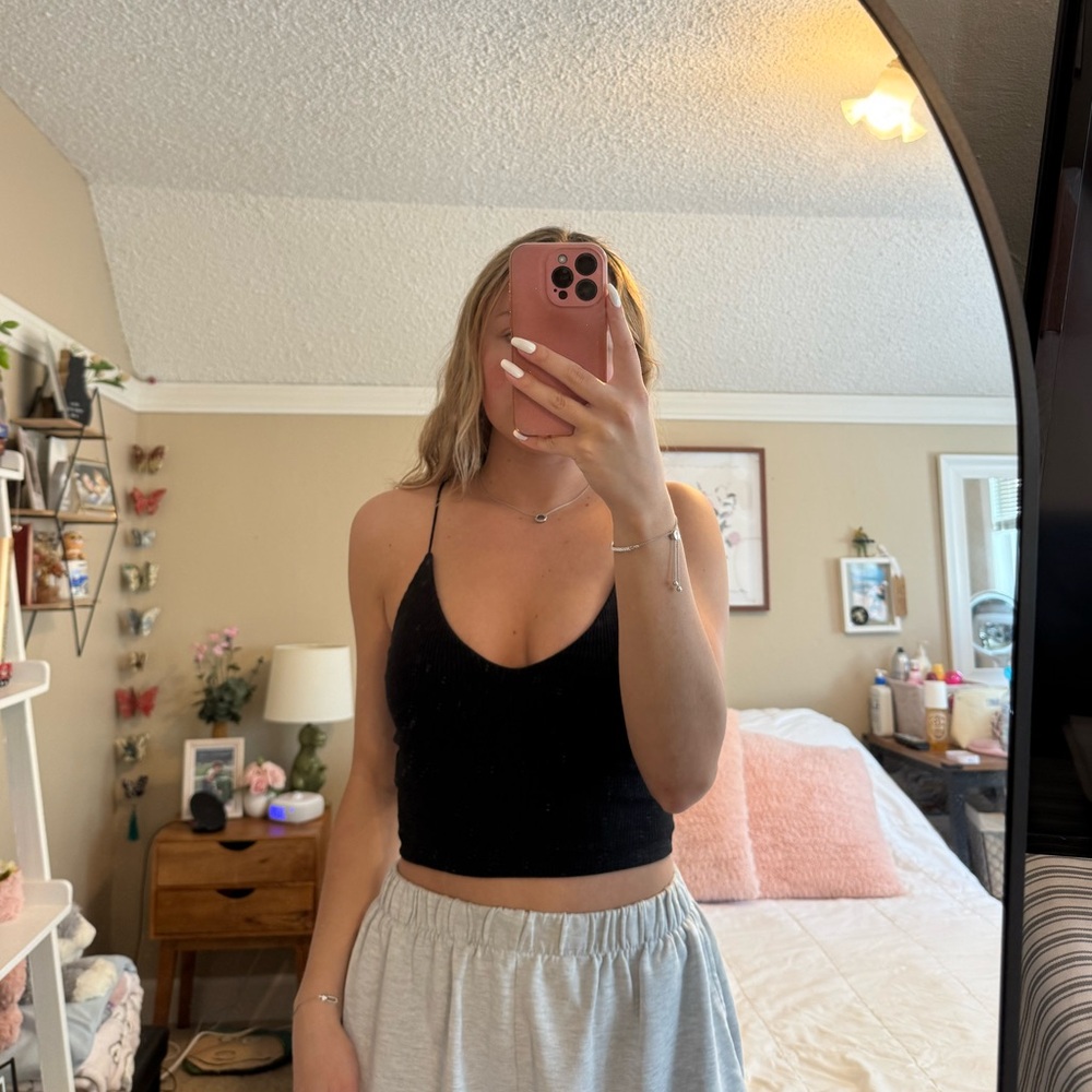 Garage Black Fitted Low Neck Crop Top - Picture 2 of 2